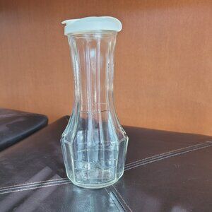 Glass Good Seasons Salad dressing cruet with white plastic lid